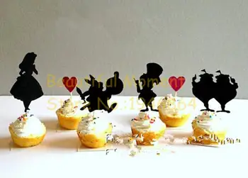 30pcs lesk Alenka V ríši Divov narodeniny Cupcake Mulčovače, svadobné Sprcha svadobné Bachelorette party spracovanie potravín vyberá dekorácie