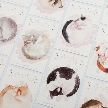30pcs/pack mačka spí všetky dni Pohľadnicu Kawaii Pohľadnice Želanie Karty Dodávky Na Vianoce Nový Rok Party Darčeky Pre Deti