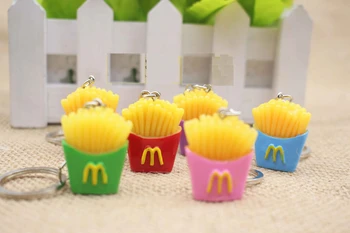 30pcs Zmiešané Farby Mini Simulácia Potravín Hranolky Tvorivé Keychain Viacerých Čačky Veľkoobchod