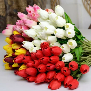 30pcs Záhrada Tulipán Umelé Kvety, Svadobné Dekorácie Falošné Kvet Skutočný dotyk Tulipan kvety, Svadobné Kytice Veľkonočné domova