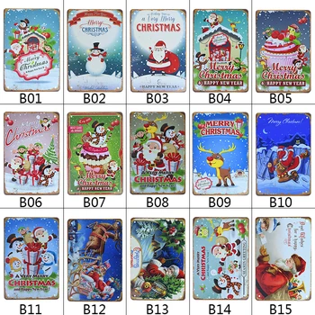 30x20cm Zábavné Vianočné Kovové Platne Santa Claus Tortu Maľovanie plechy Známky Nový Rok Vianočné Ozdoby Domov Dvere Dekorácie