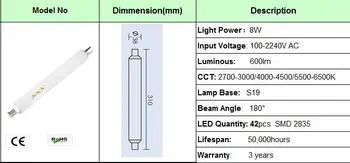 310 mm S19 LED tube light 8W zrkadlo linestra tube light kúpeľňa nástenné svietidlo AC85-265V