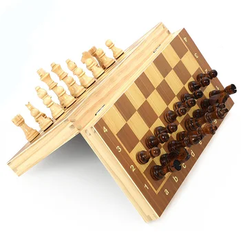 34 cm/39 cm Veľký Drevený Skladací Magnetický Šach Doskové Hry, Cestovné Puzzle Šachovnici Hra pre Dospelých Dáma & Šach Darček