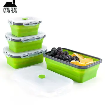 350/500/800/1200ml Silikónové Lunch Box Skladacie Bento Prenosný Box Misy Bento Školy Boxy Skladanie Potravín Kontajner Cestovanie