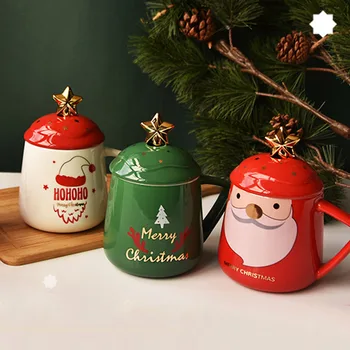 350 ML Keramické Káva Hrnček Vianočný Motív Cartoon Kávové Hrnčeky Domov Reštaurácia Vody Pohár Drinkware Mlieko Cup, Vianočné Darčeky