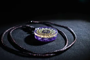 35mm Orgone prívesok Prírodné Ametyst crystal štrku prívesok sedem čakra energie liečivé kryštály čakra náhrdelník