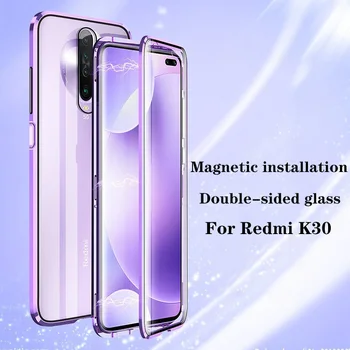 360 Kovové Magnetické Telefón Prípade Redmi Poznámka 9 8 7 K30 K20 Pro Prípade Pre Xiao 10 9T CC9 Pro F1 Dvojité Bočné Tvrdeného Skla Kryt