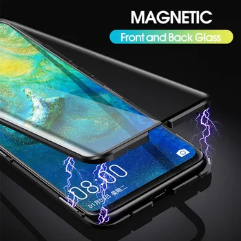 360 Magnetické puzdro Pre Huawei Honor 9X 20S 8X 20 10 Lite 10i Nova 5T P30 Lite P20 Pro P Smart Z Obojstranné Sklo Magnet Kryt