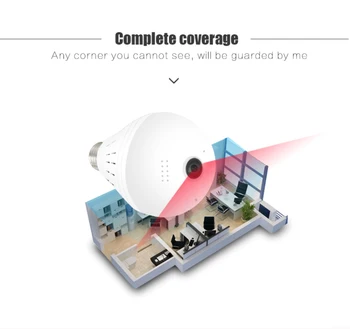 360 Panoramatické Wifi Kamera Žiarovky Vonkajšie Nepremokavé Home Security IP Kamera Lampa Podporu Pre Alexa Domovská stránka Google Tmall Sprievodca
