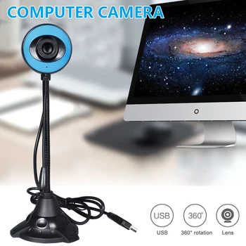 360 Stupňov webová Kamera 480p USB Kameru Otočná Video Nahrávanie Webová Kamera S Mikrofónom Pre PC a Periférnych zariadení USB2.0