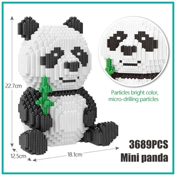 3689pcs Tvorca DIY Assemable Panda Mini Bloky Vzdelávacie Zvierat Hračky pre Deti Stavebné Bloky Model Tehly
