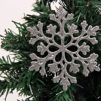 36PCS Lesk Snowflake Ozdoby, Šumivé Striebro Dúhové Lesk Ozdoby na Vianočný Stromček na Zdobenie