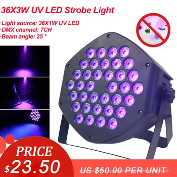 36X3W LED UV Sterilizáciu Lampa s Ultrafialovým Baktericídny Dezinfekčné Svetlo Sterilizátor Bakteriálne Zabiť Roztoč Fáze Party DJ Bar Lampa