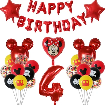 37Pcs Minnie Mouse Balóny Mickey 1. Narodeniny, Party Dekorácie Deti Ballon Číslo Globos Baby Sprcha Konfety Latex Loptu Hračka