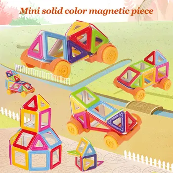 38-68PCS Mini Solid Farba Magnetické Bloky Stavby Osvietil Montáž Stavebné Bloky Educational DIY Plastové Hračky Pre Deti