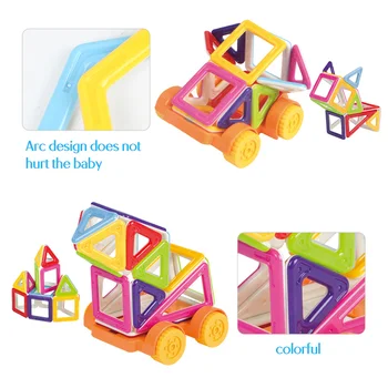 38-68PCS Mini Solid Farba Magnetické Bloky Stavby Osvietil Montáž Stavebné Bloky Educational DIY Plastové Hračky Pre Deti