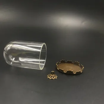 38x25mm trubice bell pohárov tvar skla bublina fľaša bronz koruny zásobník čipky spp DIY sklenené ampulky prívesok náhrdelník príslušenstvo dekor