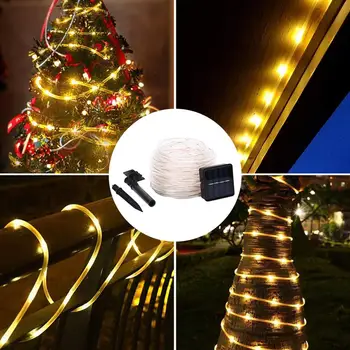 39FT 100 LED Solárne Lano Trubice Rozprávkových Svetiel LED Reťazec Vodotesné exteriérové LED Pásy Podsvietenie Záhrada svadby Vianočný Dekor