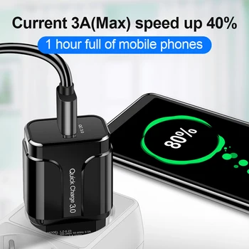 3A Rýchle Nabíjanie 3.0 USB Nabíjačka Stenu Mobilný Telefón, Nabíjačku Adaptér pre iPhone X MAX 7 8 QC3.0 Rýchle Nabíjanie pre Samsung Xiao