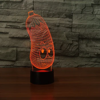 3D Akrylové Zábava Novinka Baklažán Oko Tvar LED Lampa USB Tabuľka Svetlo 3D Nočné Svetlo Dieťa Spí osvetlenie Ako Hračka Darček