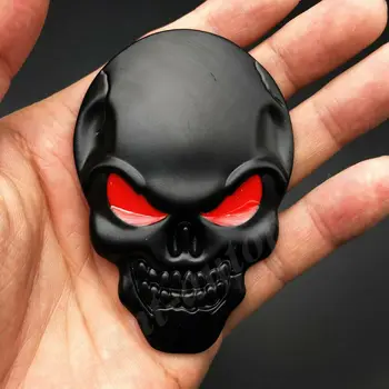 3D Big Black Metal Lebky Kostra Zlo Kosti Auto Znak, Odznak Odtlačkový Nálepky