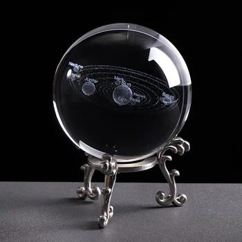 3D Crystal ball noc, svetlo, Solárny Systém Miniatúrne Planét Model Oblasti Skla Svete Ornament Domova Darček pre Astrophile