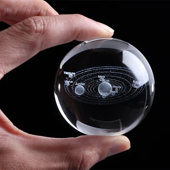 3D Crystal ball noc, svetlo, Solárny Systém Miniatúrne Planét Model Oblasti Skla Svete Ornament Domova Darček pre Astrophile