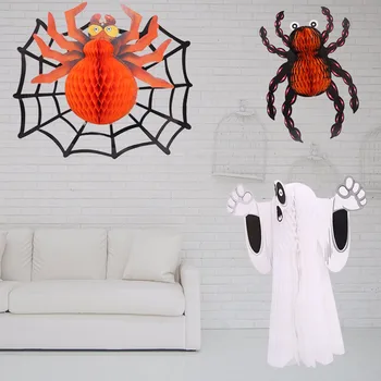 3D DIY Papier Halloween Dekorácie Násobne Ghost Spider Stenu Origami Dvere, Podlahy Vtip Funny Hračky Strany Desivý Horor Rekvizity