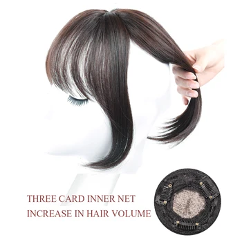 3D francúzsky Štýl Rany Syntetické Vlasy Klip Predné Fringe predlžovanie Vlasov Príčesky pre Ženy Black Neviditeľné Bezšvíkové Falošné Vlasy