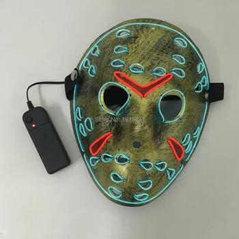 3D Freddy vs Jason Film Tému Led Neon Maska Akcie Obrázok EL Svetlo Svietiace Cosplay Vrah Maska Dovolenku Halloween Osvetlenie