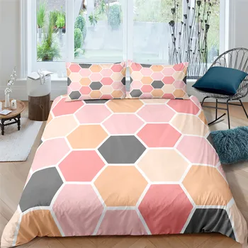 3D Hexagon Geometrie posteľná bielizeň Set Prikrývka sa Nastavuje Tvorivosti Farebné Spojov Vzor Posteľ Obliečky Kryt obliečky na Vankúše King Size Pre Dvojité