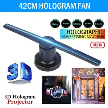 3D Hologram Projektor Ventilátor Holografické Hráč 224 Led diódy s 16G TF 42cm Vtipné Reklamy Holograma 3D Ventilátor Svetlo