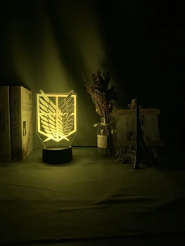 3d Ilúziu Led Nočné Svetlo Krídla Slobody 7 Farieb Zmena Nočného pre Deti Izba Dekor stolná Lampa Útok na Titan Darček