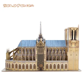 3D kartóne, Montáž Architektonický Model Puzzle Deti Hračka DIY papier stavebným auta Notre Dame De Paris
