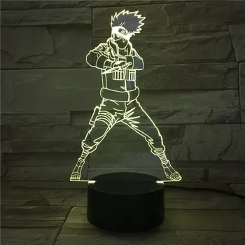 3D Lampa Led Nočné Svetlo Naruto Cartoon deti Kakashi Sasuke Japonský Manga, Anime Priateľstvo Komické Senzor Lampa nočného