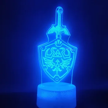 3D Lampa na Mieru Legend of Zelda Najlepší darček pre Dieťa 7 Farby s Diaľkovým Dotykový Senzor pre Deti Led Nočné Svetlo Lampy