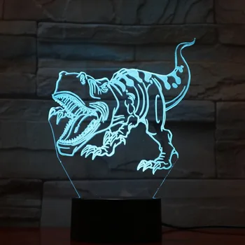 3d Lampa Úžasné Jurský Svete Tyrannosaurus Rex Dekor 7 Farby s Diaľkovým Batérie Powered Obývacia Izba Led Nočné Svetlo Lampy