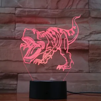 3d Lampa Úžasné Jurský Svete Tyrannosaurus Rex Dekor 7 Farby s Diaľkovým Batérie Powered Obývacia Izba Led Nočné Svetlo Lampy