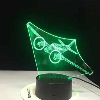 3D Led Domova 7 Farieb Zmeniť Vrtuľník Modelovanie stolná Lampa Usb Lietadla Nočné Svietidlo Vzduchu Lietadlo Nočné Svetlo Dary