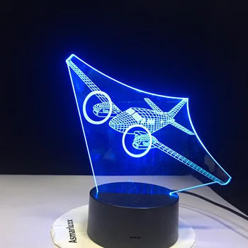 3D Led Domova 7 Farieb Zmeniť Vrtuľník Modelovanie stolná Lampa Usb Lietadla Nočné Svietidlo Vzduchu Lietadlo Nočné Svetlo Dary