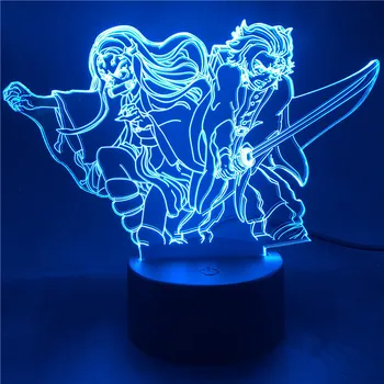 3D LED Nočné Svetlo Démon Vrah Kamado Tanjirou Nezuko Lampara Hodiny Stolové Lampy Kimetsu Č Yaiba Anime Deti Prázdninový Darček