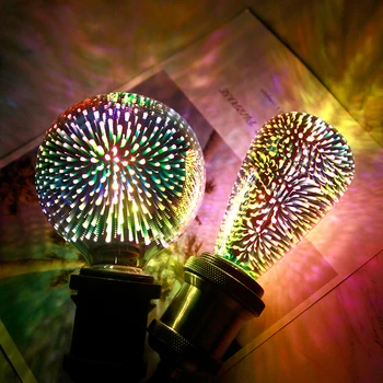 3D LED Žiarovka E27 220V LED Lampa Star ST64 G95 G125 Edison Žiarovka Retro Ohňostroj Novinka Svetlo LED Svetlo Edison Lampa Party Dekor Lampa