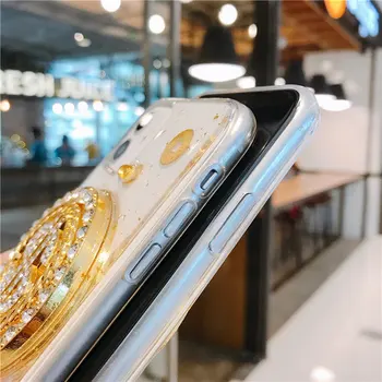 3D Lesk Zlata Fólie Šťastie Otáčania Bling Dolára Jasné Späť puzdro pre iPhone XS 11 Pro MAX 7 8 Plus X XR Epoxidové Diamond Kryt
