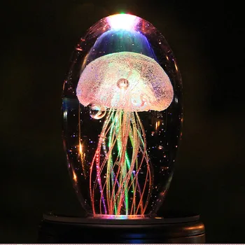 3D Medúzy Nočné Svetlo Tvorivé Crystal Ball LED Svetlo Multicolor Nočné Lampy, Osvetlenie v Obývacej Izbe, písací Stôl Dekor Lampa Ornament