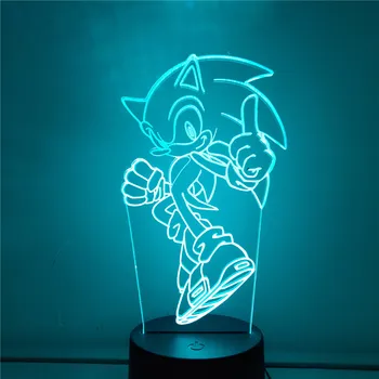 3D Nočné Svetlo Sonic The Hedgehog Luminaria Lampe Anime Hry Stôl, stolná Lampa Domáce Dekorácie Osvetlenie Tvorivé Lampara Spálne
