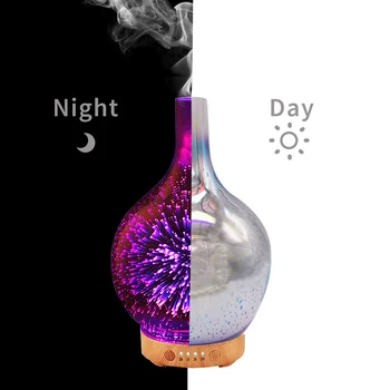 3D Ohňostroj Sklenené Vázy Tvar Zvlhčovač Vzduchu Led Nočné Svetlo USB Arómu esenciálneho Oleja Difúzor v Pohode, Hmla Maker Pre Domáce Kúpeľne