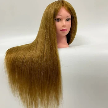 3D Oko Kati Hlavu S Dlhými 85% pravých Vlasov Styling Školenia Hlava Figuríny Bábiky Tete De Woschnagg Pre Kaderníctvo Pletenie Praxi