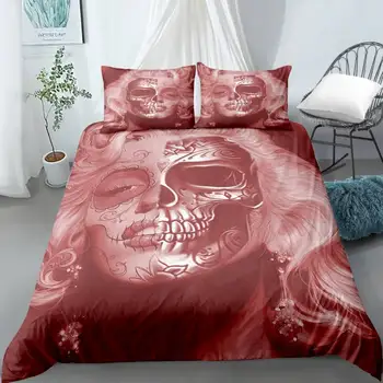 3D posteľná bielizeň Nastaviť 3D Tlač Dizajn Obliečky Kryt Nastaví Kráľ, Kráľovná Twin Veľkosť Dropshipping Chlapec gife Lebky manželka láska