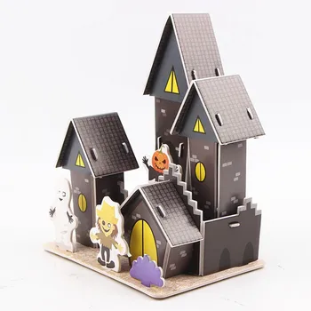 3d priestorové Puzzle Halloween Darčekový Zábavný Haunted House, detské Hračky, Puzzle Diy Papier Model Halloween Dekorácie