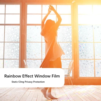 3D Rainbow Efekt Domov Dekoratívne Okno Film Statické Matné Súkromie Okno Obopína Tepla Kontroly anti-UV Sklo Nálepky Vinyl
